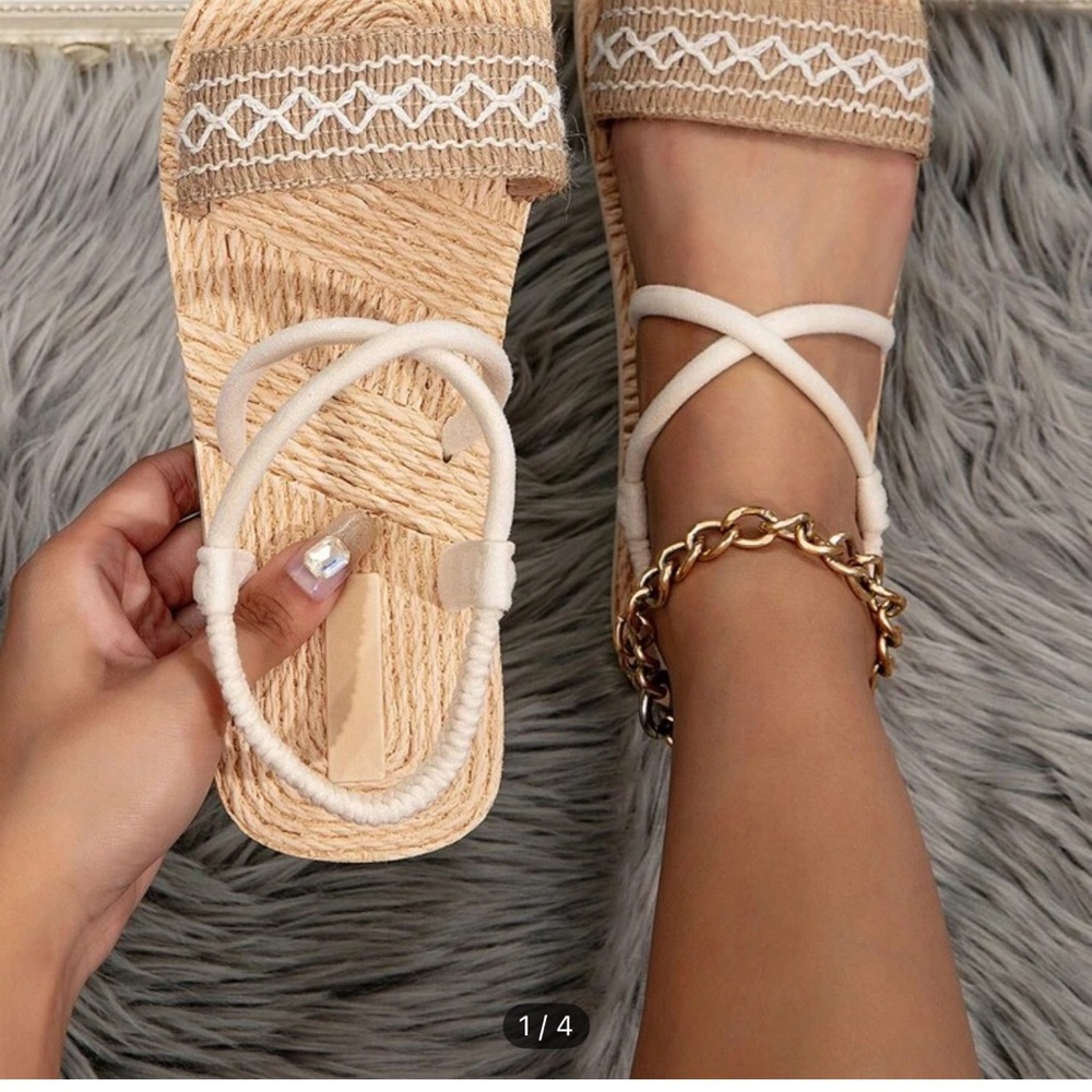 Women's Tan and Cream Sandals
